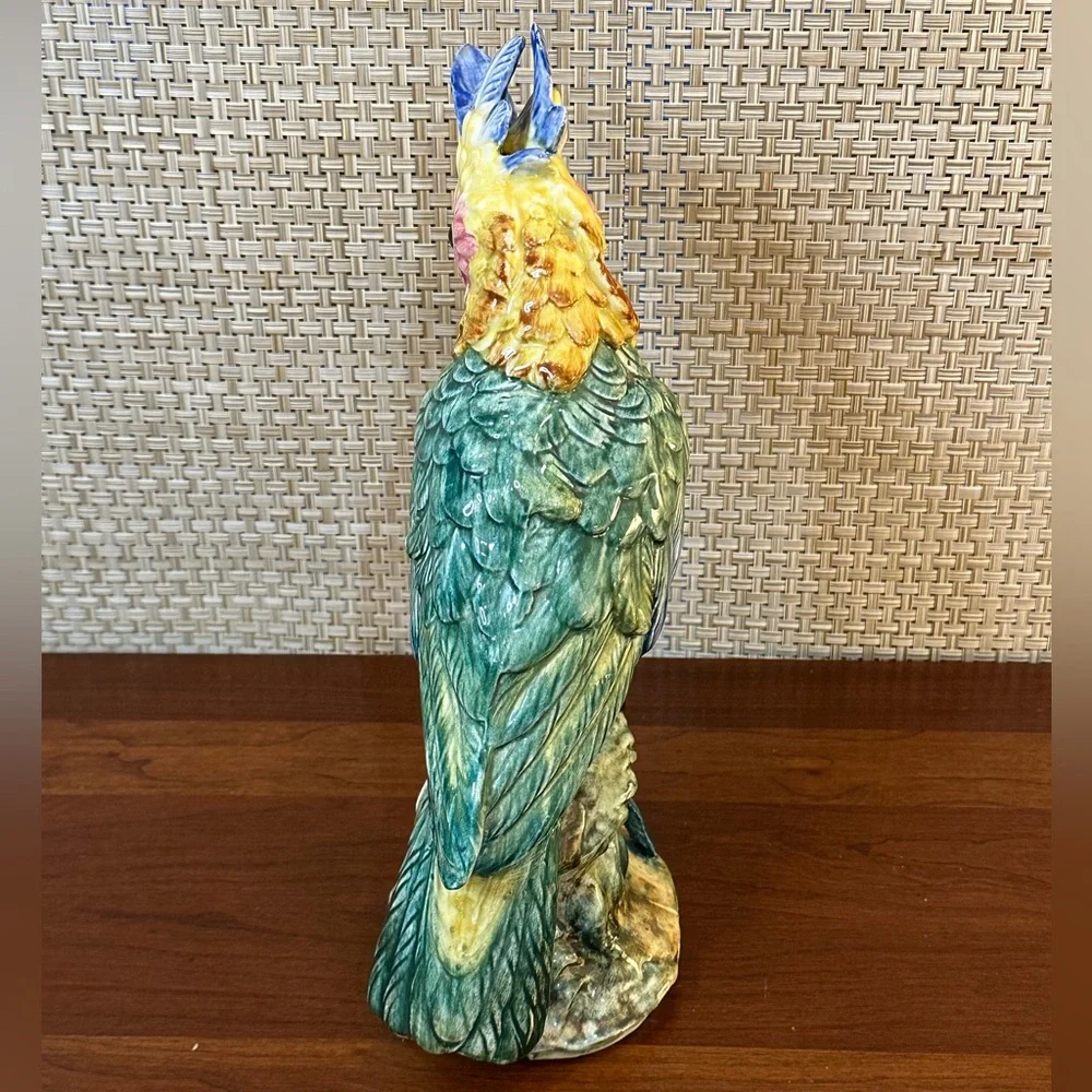 🌟3xHP🌟VTG 1950s Stangl Art Pottery Large Cockatoo Majolica Style Figurine USA - Picture 8 of 17